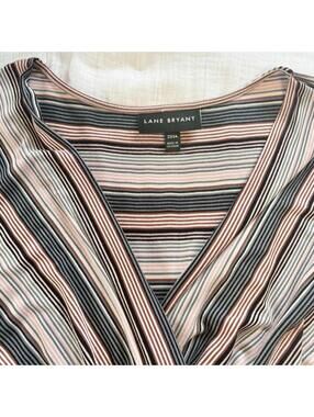 Lane Bryant Maxi Dress Plus Size 22/24 Stripe Long Stretch Ruched Wrap